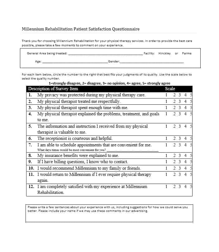 Patient Satisfaction Survey Template 42